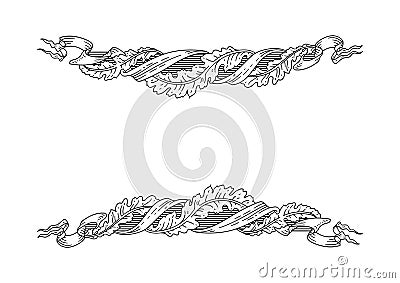 Vector vintage laurels frame with floral swirls, scrolls and ribbons Vector Illustration