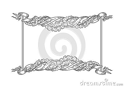 Vector vintage laurels frame with floral swirls, scrolls and ribbons Vector Illustration