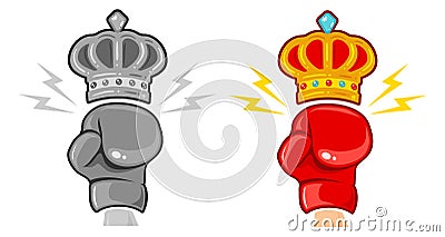 Two gloves and crown for boxing Vector Illustration