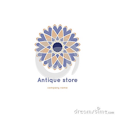 Vector vintage mandala logo. Kaleidoscope flower. Ornamental vector symbol Vector Illustration