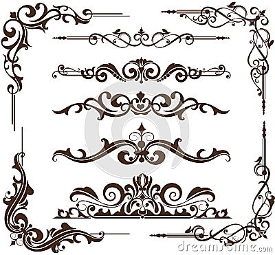 Vector vintage Ornamental frames and corners Vector Illustration