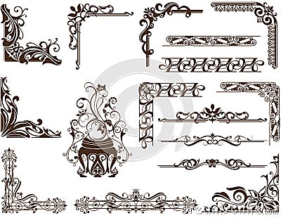 Vector vintage Ornamental frames and corners Vector Illustration