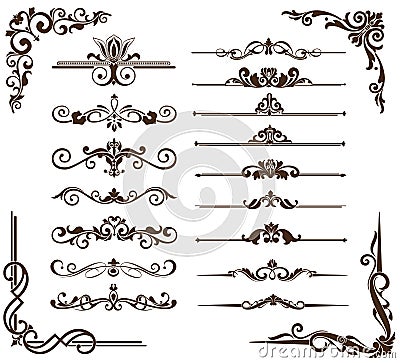 Vector vintage ornaments, corners, borders Vector Illustration