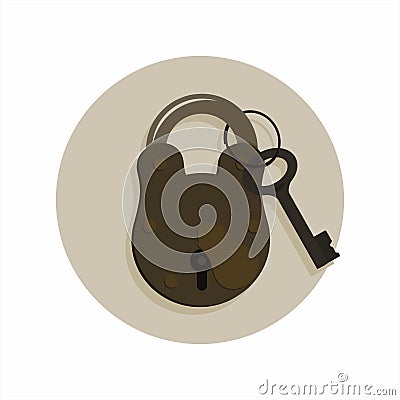 Vector of Vintage Padlock and Key. Closed Rusted Padlock. Collection of Old Lock and Key. Illustration. Vector Illustration