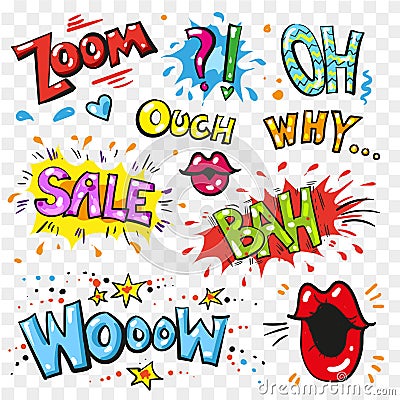 Vector pop art modern patches and speech bubbles Vector Illustration