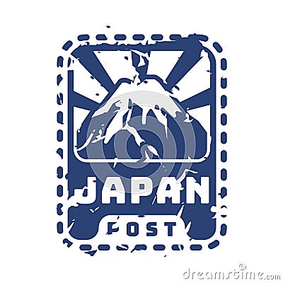 Vector vintage postage japan mail stamp. Vector Illustration