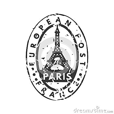 Vector vintage postage paris mail stamp. Vector Illustration