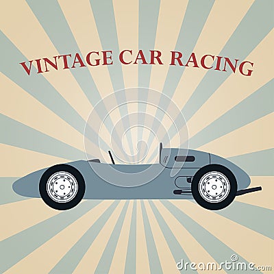 Vector vintage sport racing car Cartoon Illustration