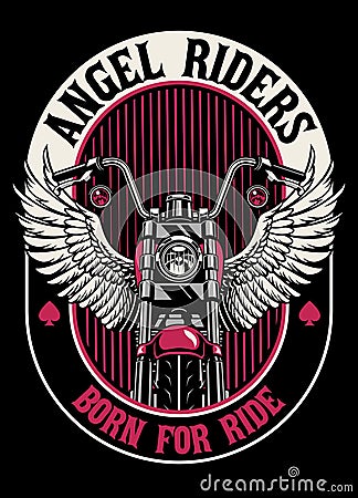 Vintage T-shirt Design of Angel Rider Motorcycle Club Vector Illustration