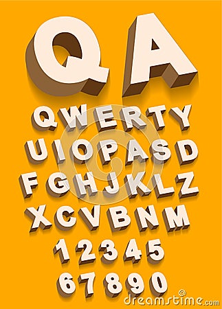 Vector of Vintage type alphabet with 3d threedimentional effect Vector Illustration
