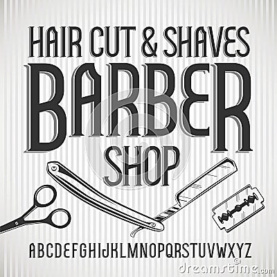 Vector vintage typeface Barbershop. Vector font Vector Illustration