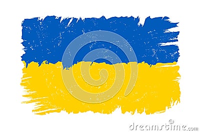 Vector vintage Ukraine flag. Drawing flag of Ukraine Vector Illustration