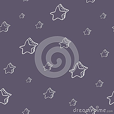 Vector Vintage White Stars on Navy Blue Sky seamless pattern background. Vector Illustration