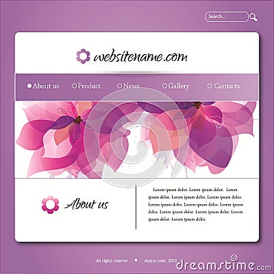 Vector violet web site design template Vector Illustration