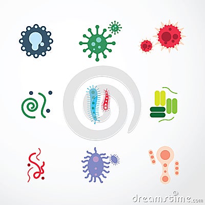 Vector virus colour design icons. Vector Illustration