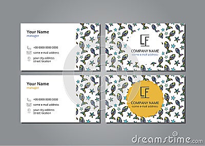 Vector visit card funky fish Vector Illustration