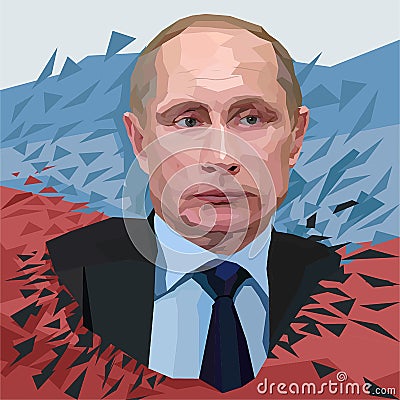 Vector Vladimir Putin, president of Russia polygonal portrait illustration on white background Vector Illustration