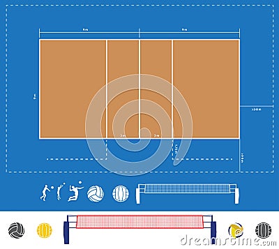 Vector volleyball court scheme Vector Illustration