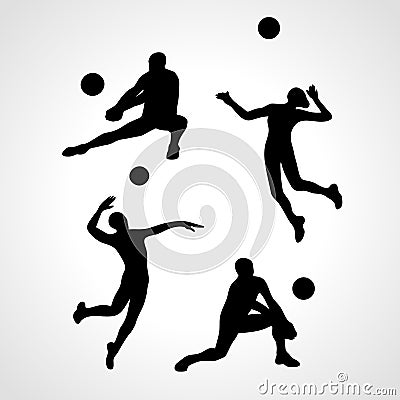 Vector volleyball silhouettes collection Vector Illustration