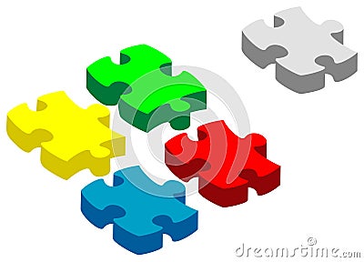 Vector volume 3d puzzle Vector Illustration