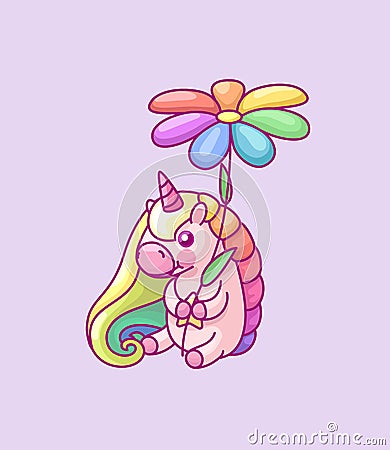 Vector volume rainbow unicorn Vector Illustration