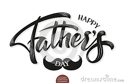 Vector volumetric Happy Fathers Day elegant modern handwritten calligraphy. Typography poster. Isolated on white Vector Illustration