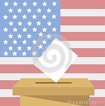 Vector of voter ballot going into a ballot box Vector Illustration