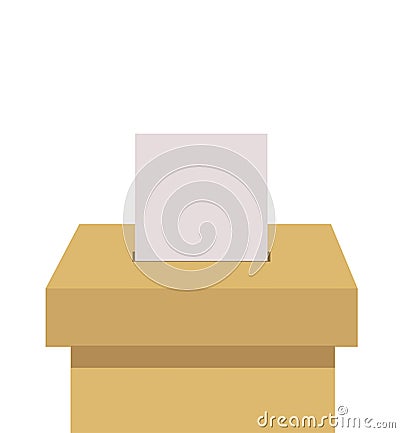 Voter ballot going into a ballot box Vector Illustration