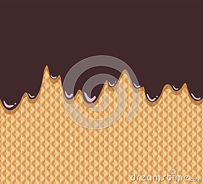 Vector wafer and melting chocolate background Vector Illustration