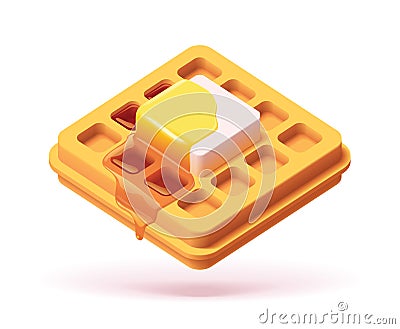 Vector waffle with maple syrup Vector Illustration