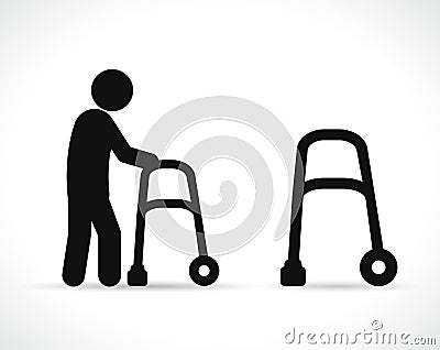 Vector walker disabled black icons Vector Illustration