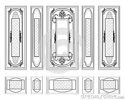 Vector Wall Frames wainscoting Decorative Damask Ornamented Vector Illustration