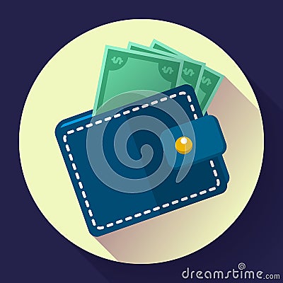 Vector Wallet and Money Icon Vector Illustration