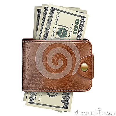 Vector Wallet with Money Vector Illustration
