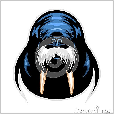 Vector Walrus logo template for sport teams, business etc. Vector Illustration