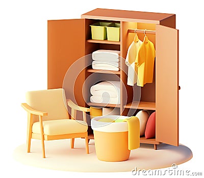 Vector wardrobe with armchair Vector Illustration