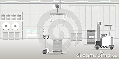 Vector warehouse hangar interior empty scene in flat style Vector Illustration