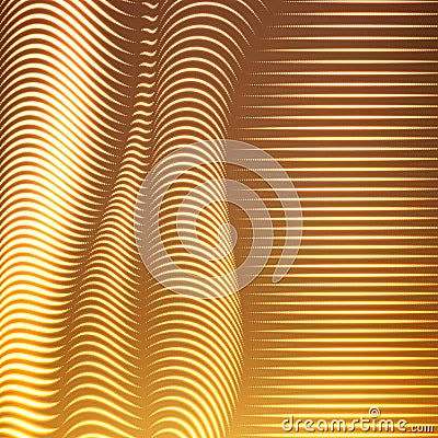 Vector warped dotted lines background. Flexible stripes of shining points twisted as silk forming volumetric folds. Vector Illustration