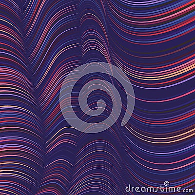 Vector warped lines background. Flexible stripes twisted as silk forming volumetric folds. Colorful stripes Vector Illustration