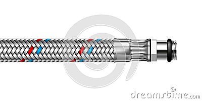 Vector water braided hose with fitting the small diameter Vector Illustration