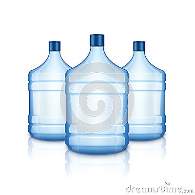 Vector water empty bottle. Large plastic big blue transparent bottle for clean water, isolated Stock Photo