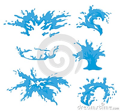 Vector water jets and splashes Vector Illustration