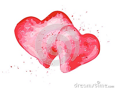 Vector watercolor artistic heart symbol illustration. Vector Illustration