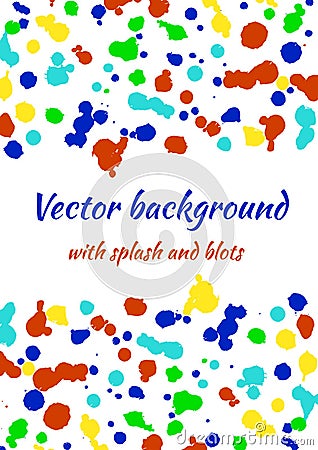 Vector watercolor background with colorful ink blots, splash and brush strokes Vector Illustration