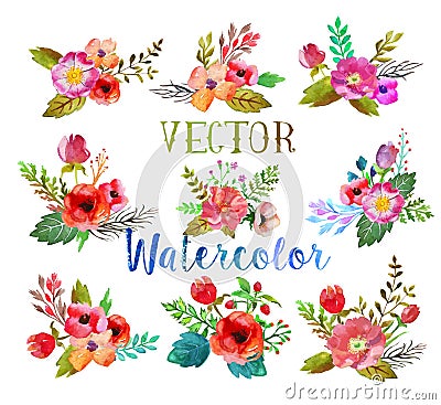 Vector watercolor buttonholes. Vector Illustration