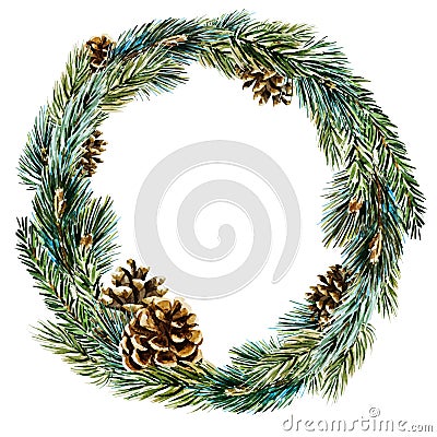 Vector watercolor christmas wreath Vector Illustration