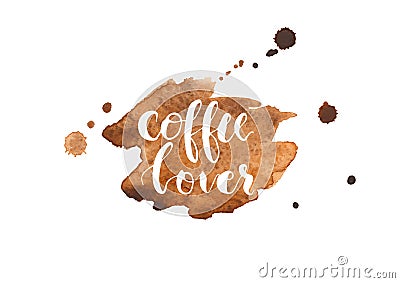 Vector watercolor coffee spot with a sign Stock Photo