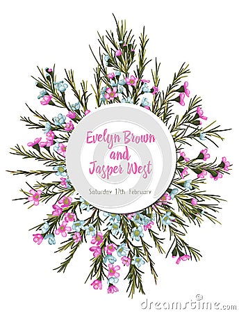 Vector watercolor colorful circular floral wreaths with pink and Vector Illustration