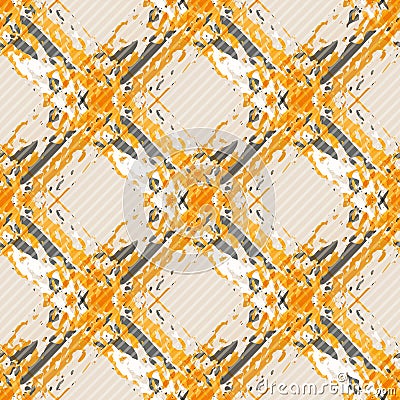 Vector watercolor effect wicker weave canvas seamless pattern background. Painterly criss cross backdrop. Woven retro Vector Illustration