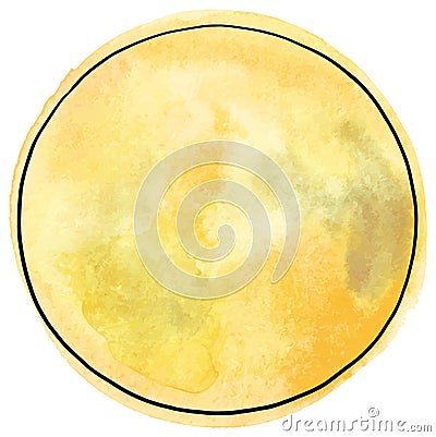 Vector and watercolor full moon drawing in pale golden yellowure Vector Illustration